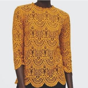 Zara Mustard Yellow Lace Blouse
